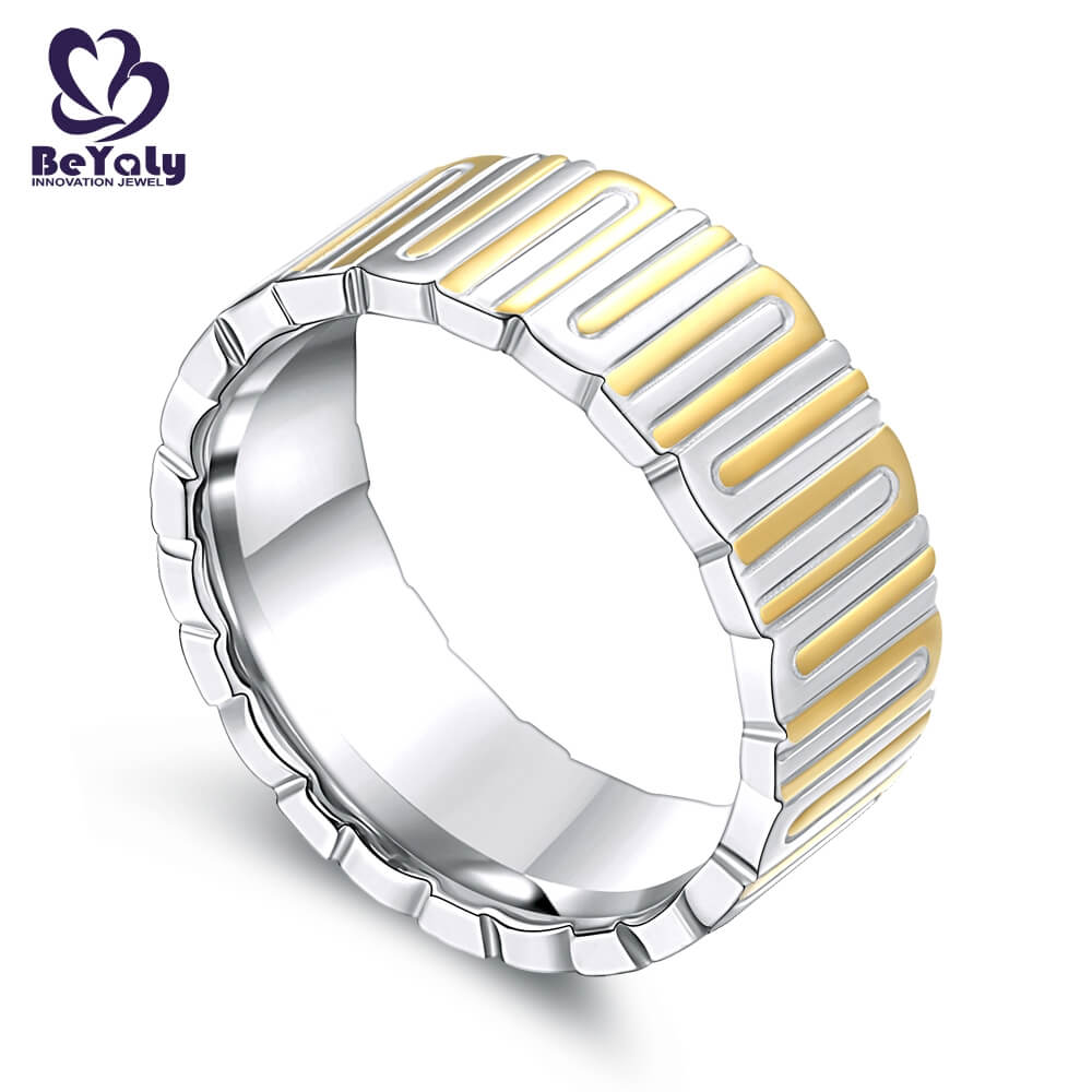 news-design stone plated platinum band ring BEYALY-BEYALY-img