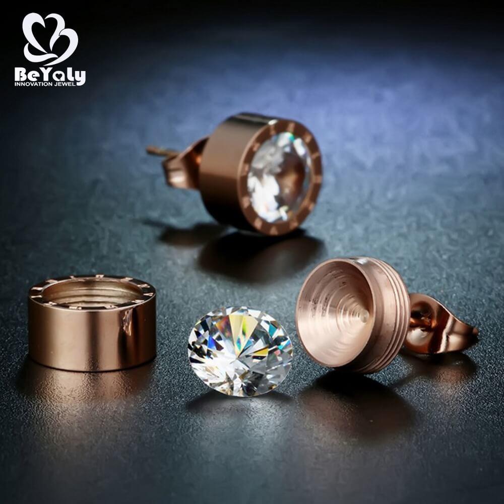 product-mini diamond hoop earrings zircon letters earrings BEYALY Brand company-BEYALY-img