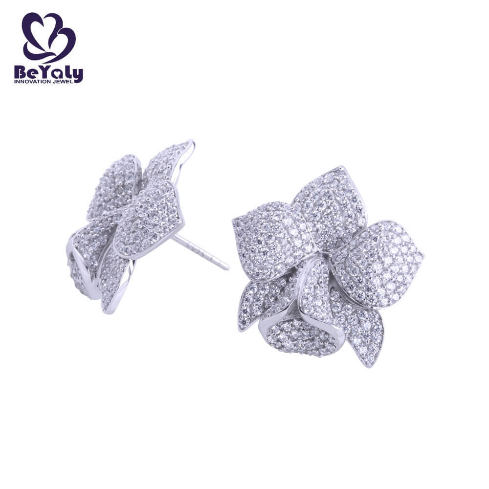 stud pave steel BEYALY Brand mini diamond hoop earrings manufacture