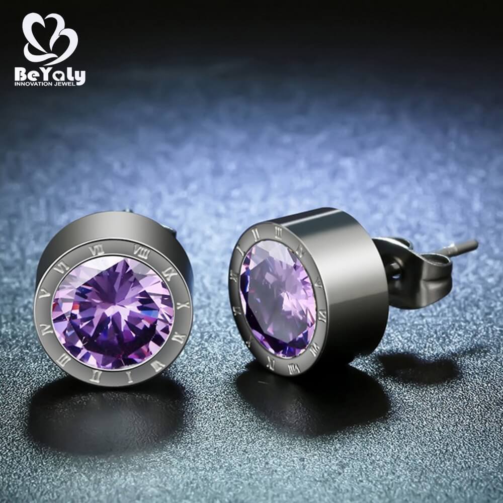 product-BEYALY-Circle earrings white crystal AAA zircon custom design letters-img-2