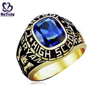 High school wholesale blue stone ring with black painting