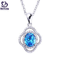 Brilliant natural stone silver beauty life flower pendant necklace