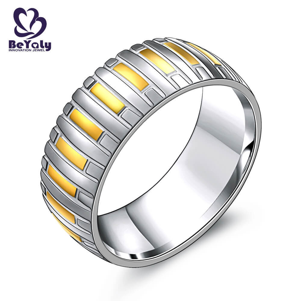 design stone plated platinum band ring BEYALY
