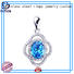 Top silver clover pendant blue for wife
