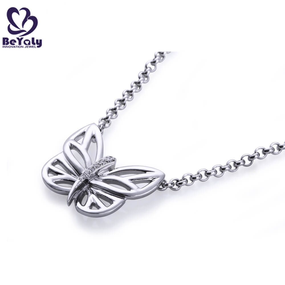 BEYALY stock sterling silver circle pendant necklace manufacturers for ladies-2