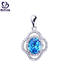 Top silver clover pendant blue for wife