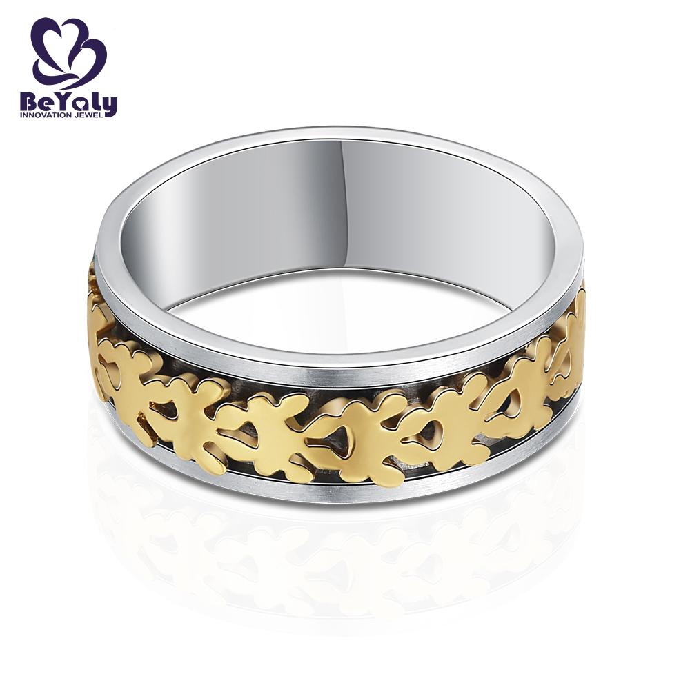 product-BEYALY-Satin gold claw engraving mens stainless steel ring set-img-2