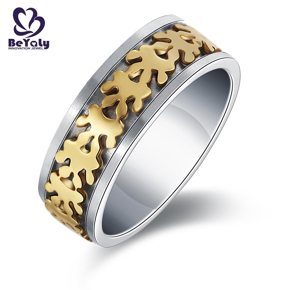 product-Satin gold claw engraving mens stainless steel ring set-BEYALY-img-3