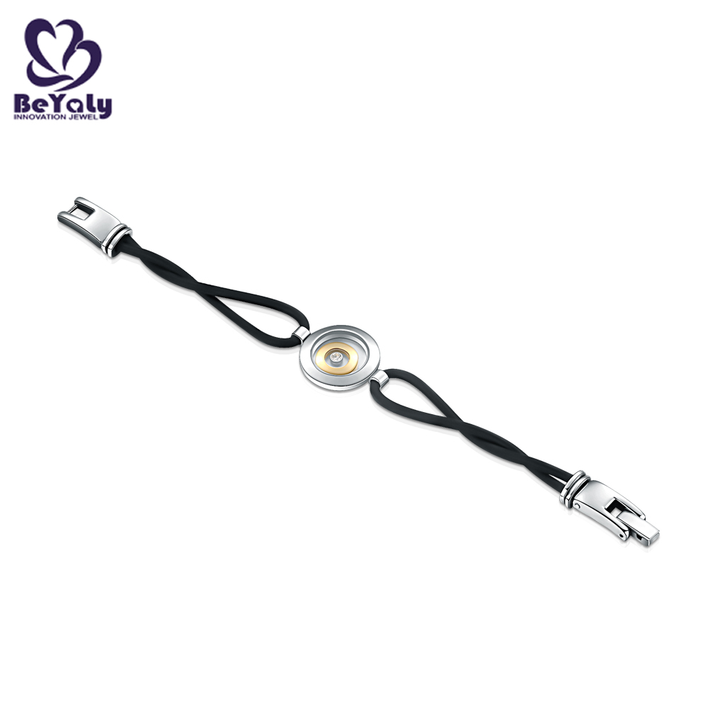 product-Gold plated disc charm black leather buckle bangle bracelet-BEYALY-img