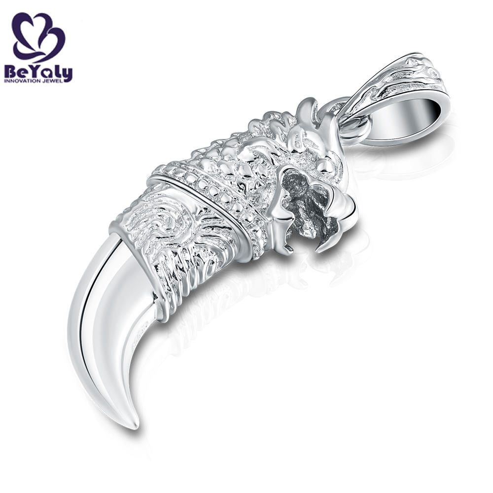 product-BEYALY-Wolf or monster head engraved tooth shape charm hip hop pendant-img-2