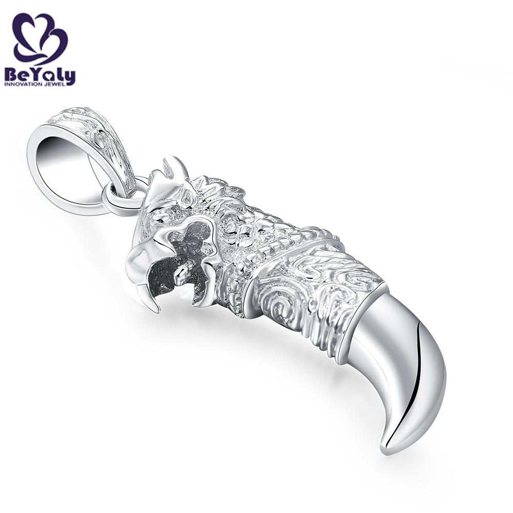 custom silver clover pendant men design
