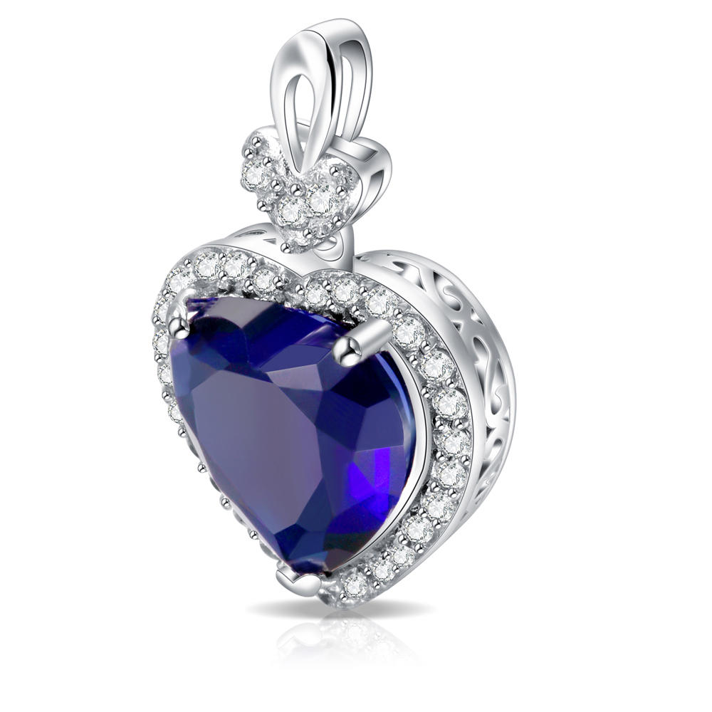 product-BEYALY-Fashion heart pendant sterling silver with AAA level CZ blue stones customized-img-2