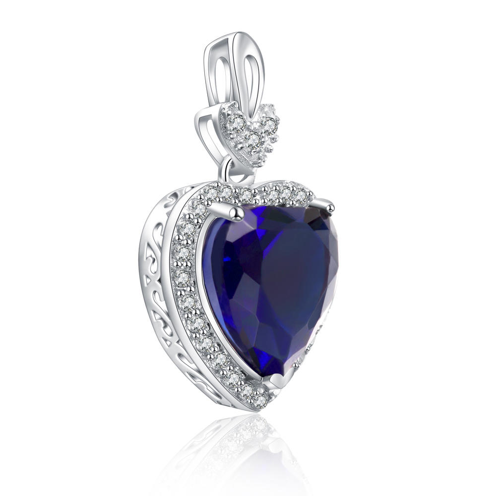 product-Fashion heart pendant sterling silver with AAA level CZ blue stones customized-BEYALY-img-3