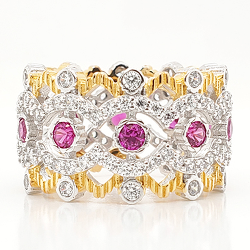 Royal  crown shaped ring with pink gemstone