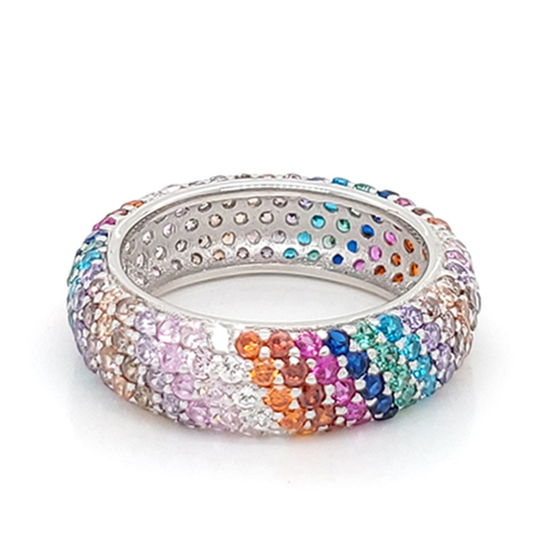 Fashion Design 925 Sterling Silver Jewelry Rainbow Silver Ring