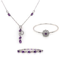 Wholesale 2020 new design oval gemstone jewelry necklace bracelet and bangle jewelry set