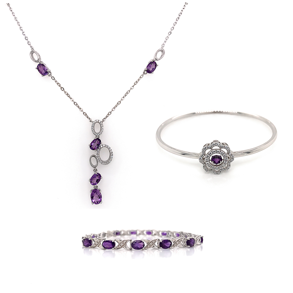 product-Wholesale 2020 new design oval gemstone jewelry necklace bracelet and bangle jewelry set-BEY