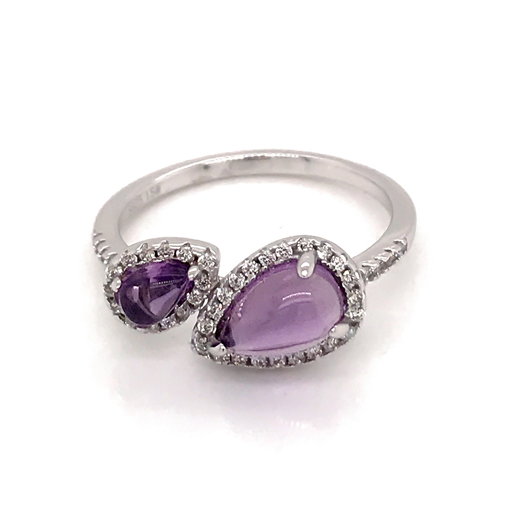 Simple silver amethyst artificial natural diamond ring