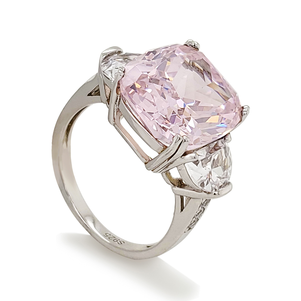 Luxury pink gemstone silver ring