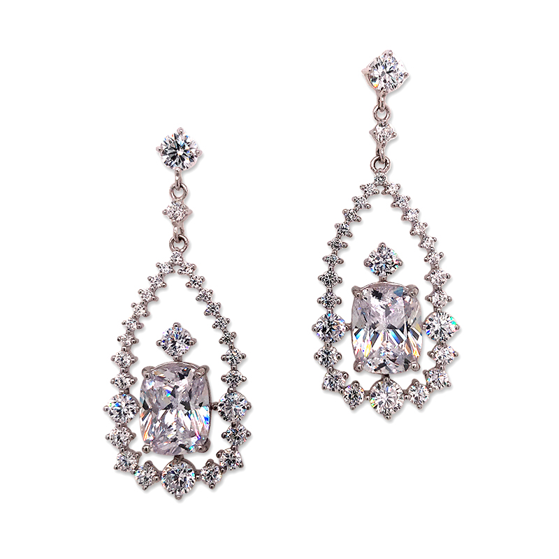 BEYALY flower white gold and diamond stud earrings for women-1