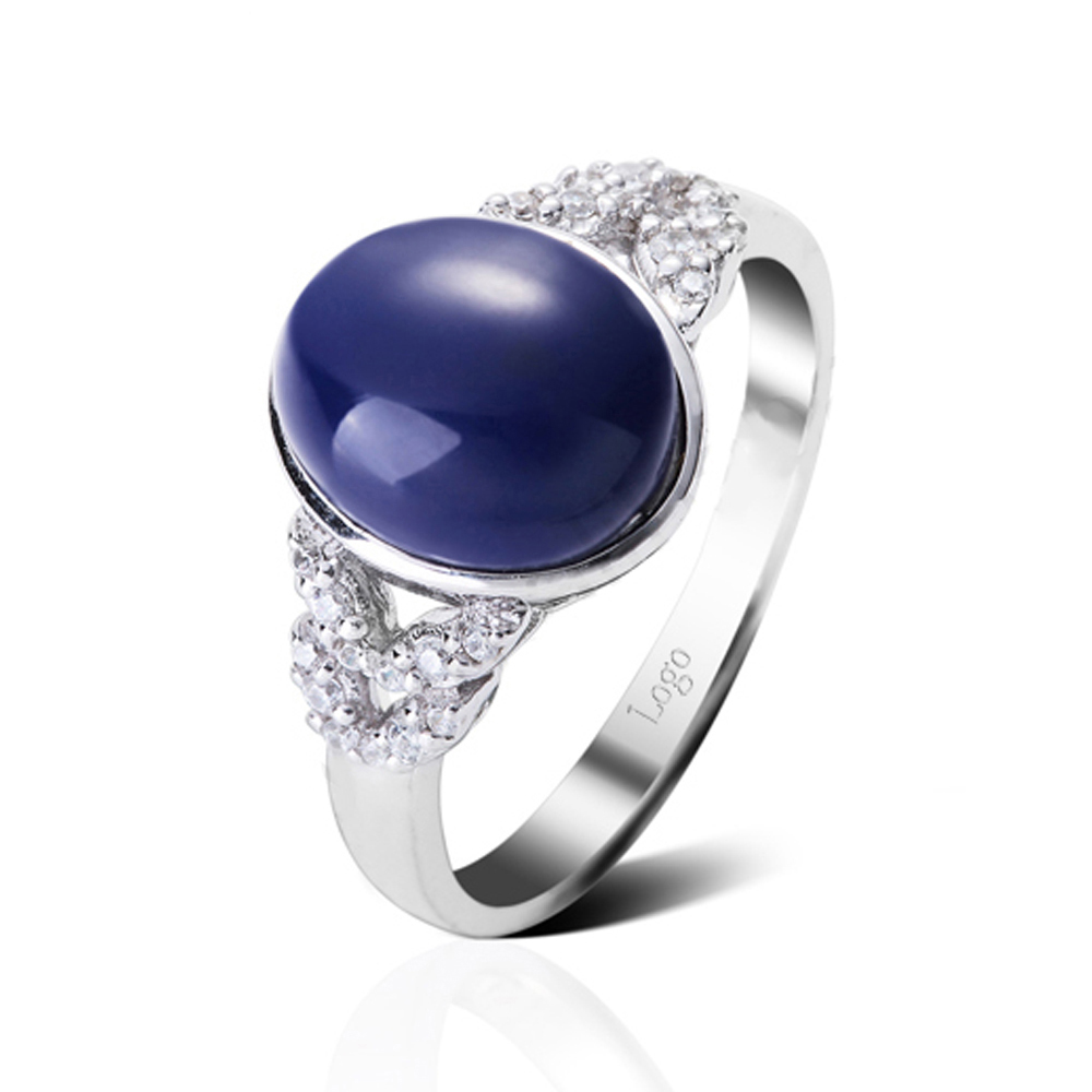 Big Stone Jewelry Gemstone Ring Men's Dark Blue Turquoise Ring