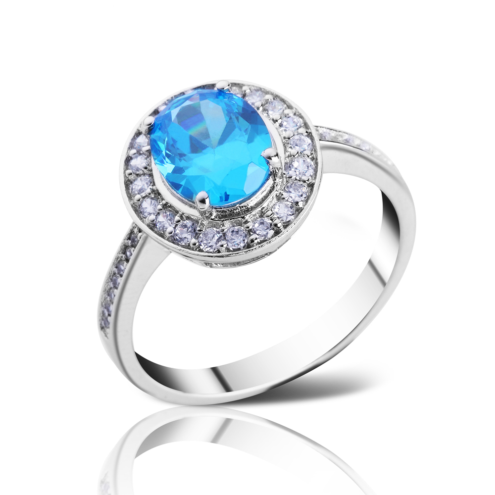 Blue zircon Wedding Silver 925 Rings design