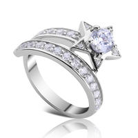 Fantastic girls cz star design 925 sterling silver meteor finger rings