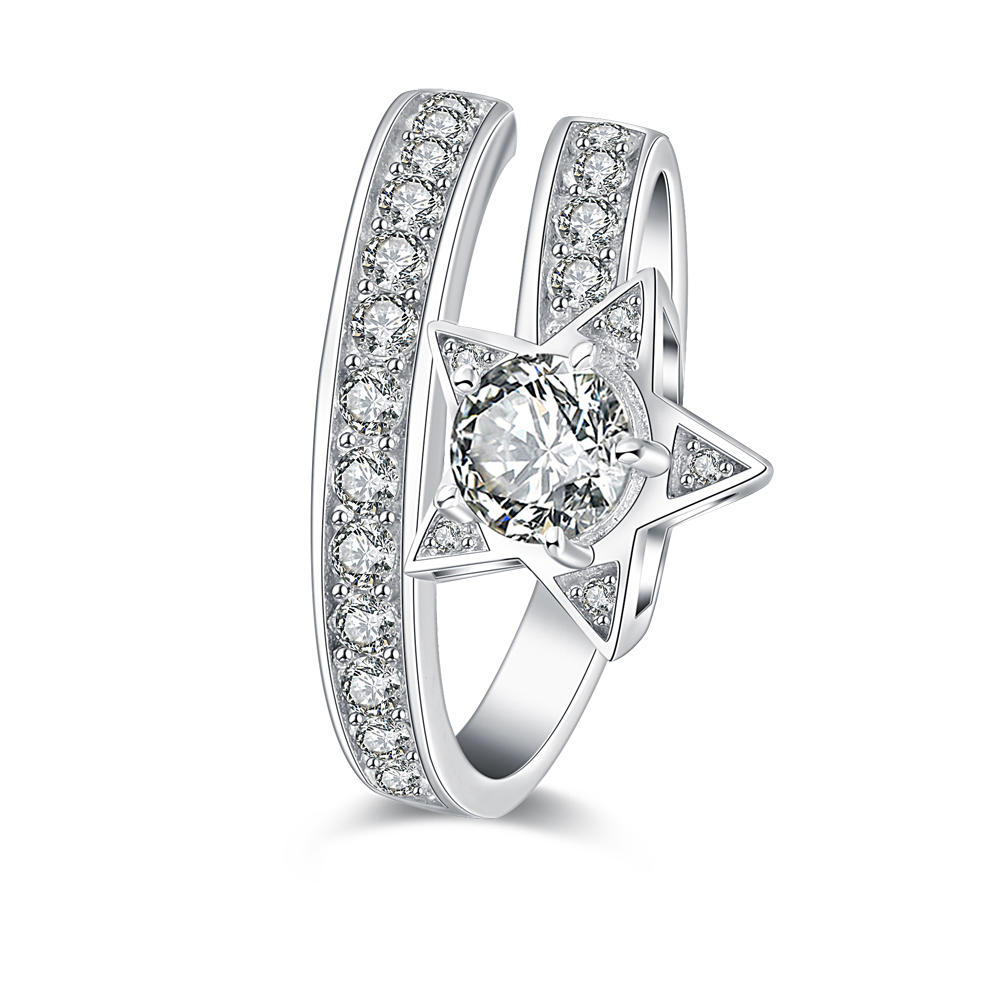 product-Fantastic girls cz star design 925 sterling silver meteor finger rings-BEYALY-img-1