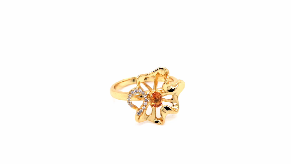 24k gold plating flower shape elegant ring