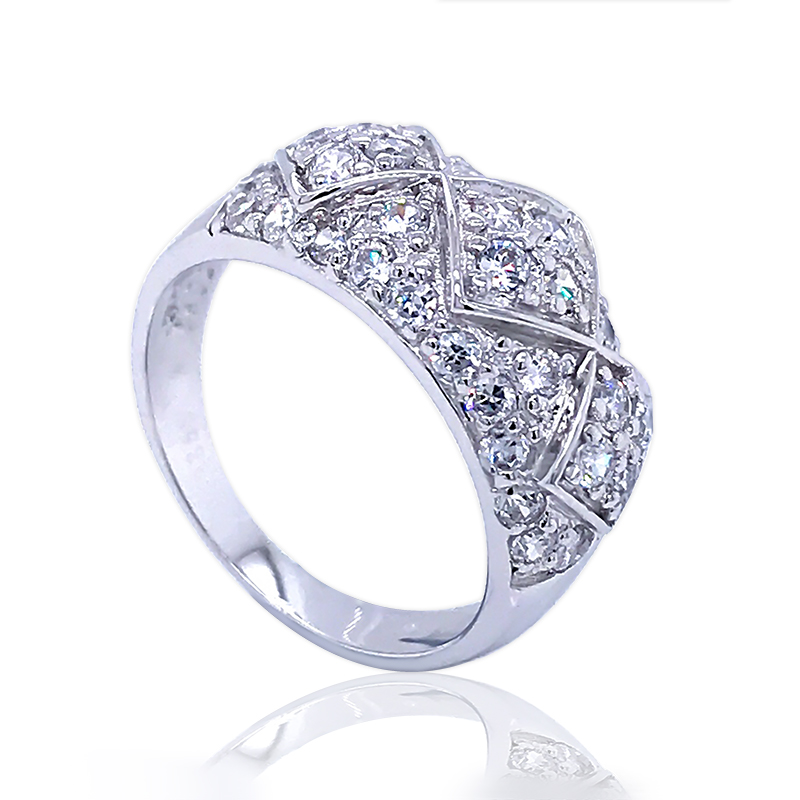 latest design diamond shape ladies white gold plated finger rings jewelry