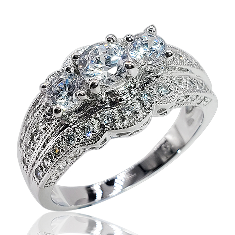 classic design three gemstone Ring Jewelry Engagement Ring