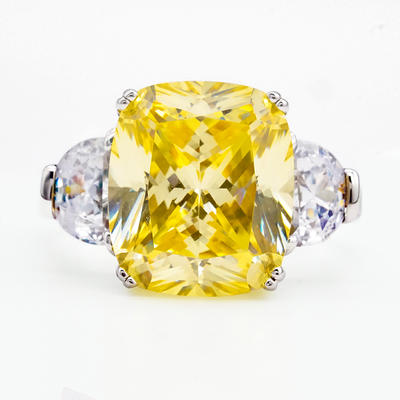 2020 New design yellow stone crysta ring 925 Sterling Silver Engagement Ring