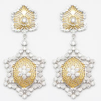 Italian craft earring jewelry honeycomb hollow gold-plated earrings