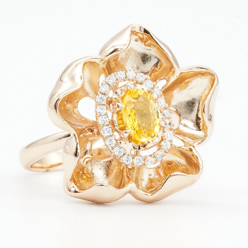 18k custom made rose gold flower ring