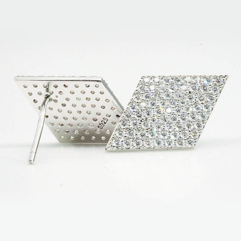 Fashion design Earrings Personalized Iced Out CZ Full Diamond Shape Stud Earrings Jewelry for women