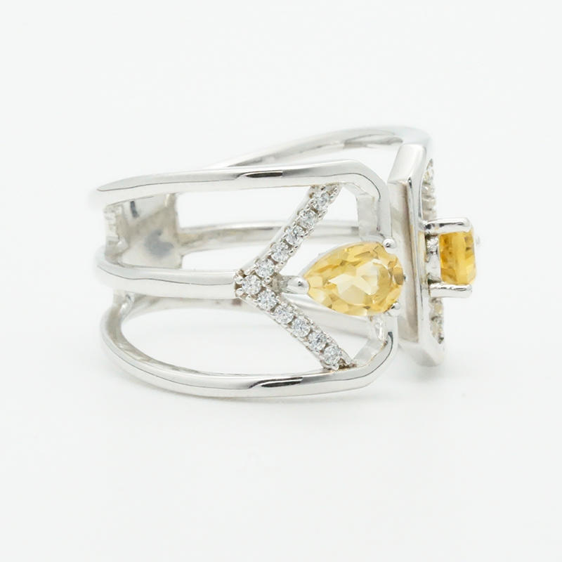 product-BEYALY-Geometric design gemstone silver ring for women-img-2