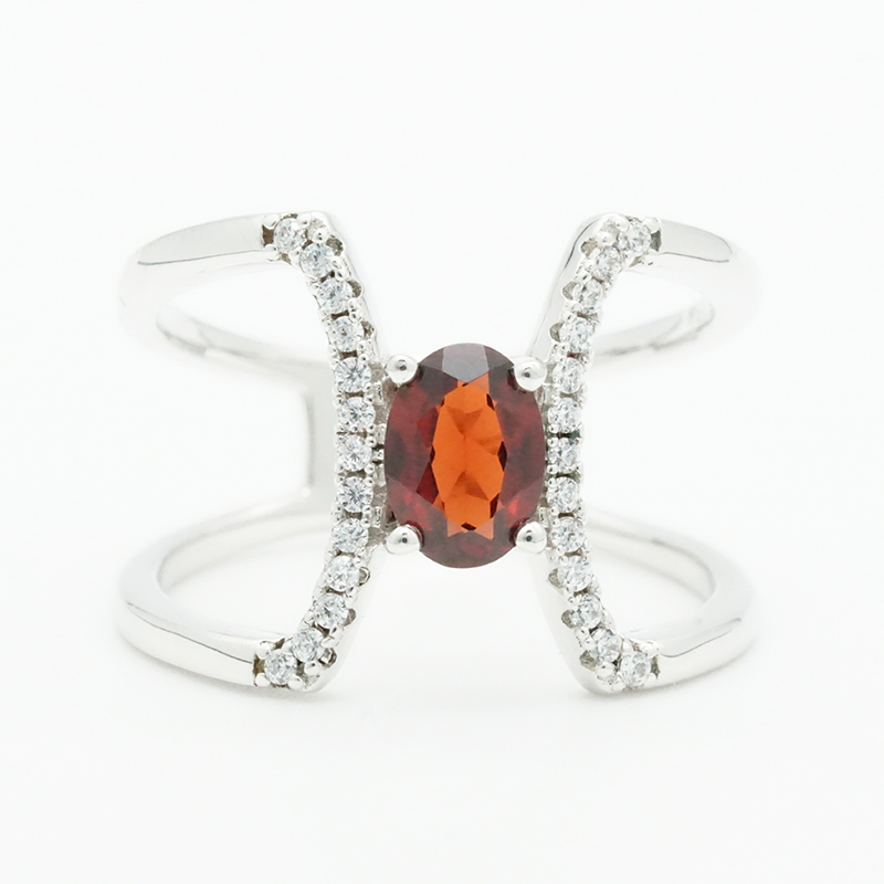 Fashion simple design charm shiny red zirconia geometric rings for women fashion jewelry