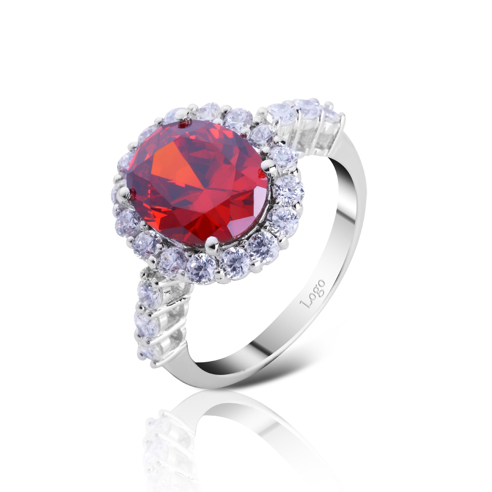 Silver jewelry ruby color zircon stone ring designs