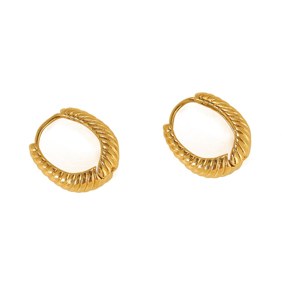 product-Fine jewelry 18k gold plated Simple Braid Twisted Petite Hoop Earring women-BEYALY-img-3