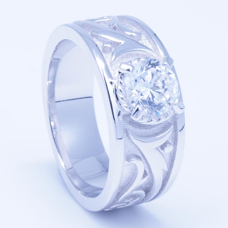 Customized 92.5% sterling silver brilliant cut zircon engagement rings for men
