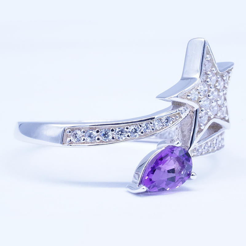 product-BEYALY-2021 fashion design Meteor Amethyst Zircon sterling silver Ring-img-2