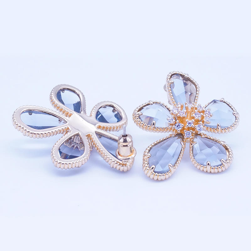 product-BEYALY-Rose gold plated womens cute cz flower stud earrings-img-2