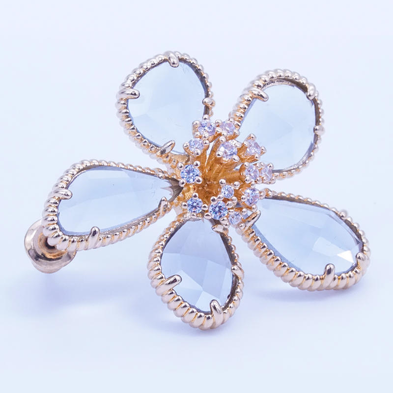 product-Rose gold plated womens cute cz flower stud earrings-BEYALY-img-3