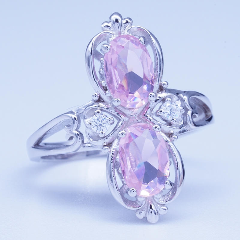 Trend design clover pink gemstone ring for women