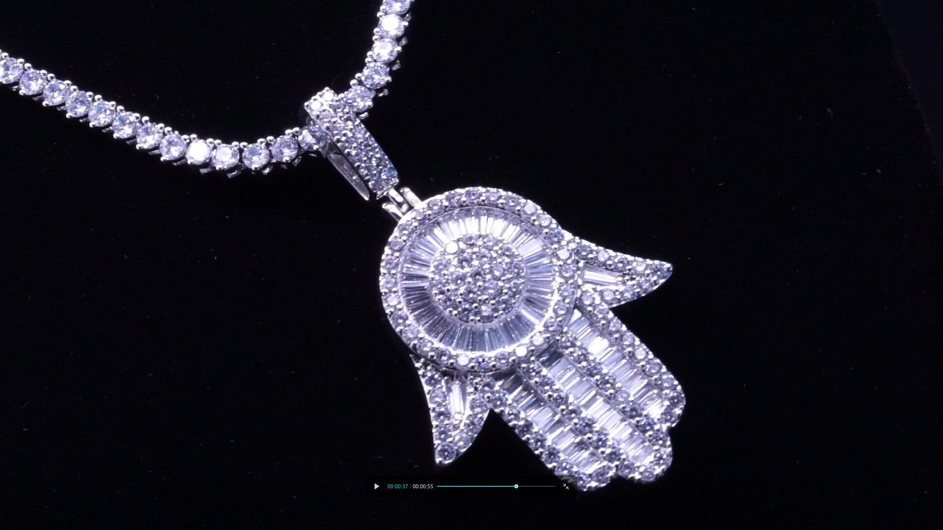 Beyaly Jewelry | ew design custom hip hop CZ iced out micro paved charm hamsa hand pendant