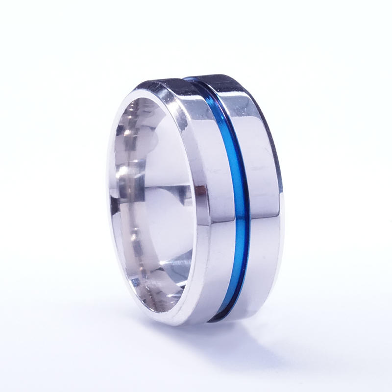 wholesale new arrived stainless steel blue ribbon ring design your own stainless steel ring