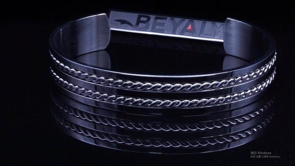 Beyaly Jewelry | Simple design fashion stainless steel double twist wire men's bangle