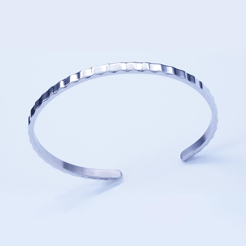 product-BEYALY-Simple design silver water wave texture bangle-img-2