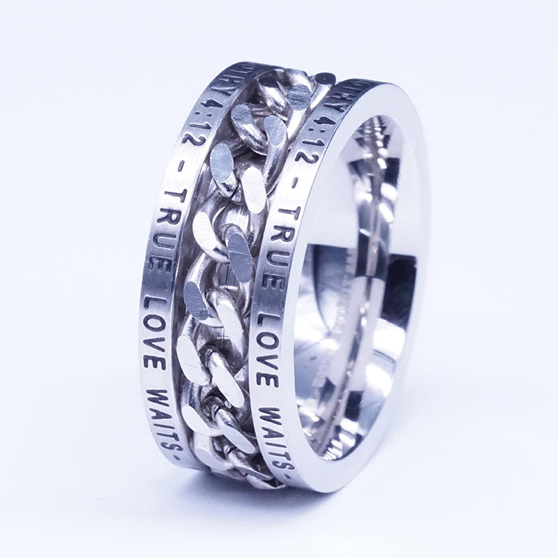 Beyaly Jewelry | Cool design stainless steel curb chain ring with statement engrave
