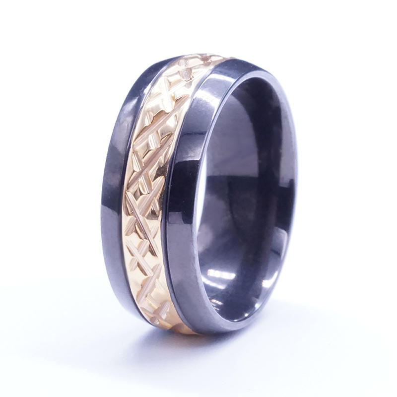 Men's Fashion Tungsten Gold plated Charm Ring Trendy Elegant Style Finger  Ring